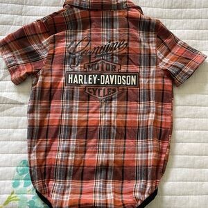 Harley-Davidson toddler Orange and Black Plaid Shirt